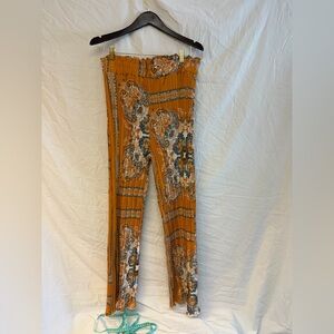 SHEIN Orange Floral Boot Cut Pants